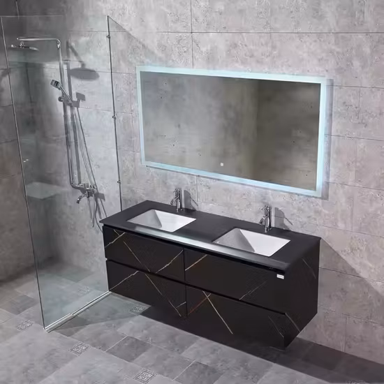 Wood Bathroom Cabinet Modern Vanity Water Proof Solid Mirrored Cabinets