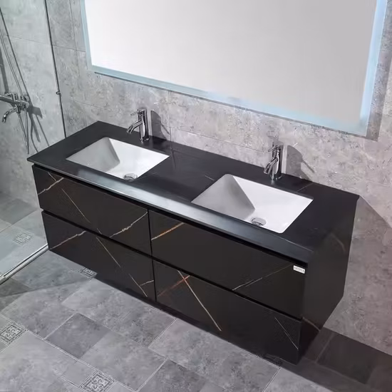 Wood Bathroom Cabinet Modern Vanity Water Proof Solid Mirrored Cabinets