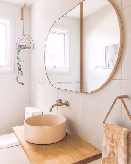 ORTONBATH – miroir de bain décoratif doré, nouveau Design, mural intelligent, sans LED, pour salle de bains, miroir artistique de styliste avec étagère